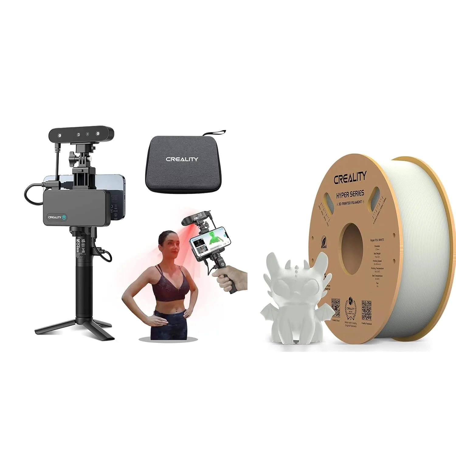 اسکنر سه بعدی Creality CR-Scan Ferret Pro برای مدل سازی چاپ سه بعدی، اسکن سریع با دقت 0.1 میلی متر، تراشه ASIC، حالت دوگانه، اسکن تمام رنگی در فضای باز، دستی قابل حمل با Hyper White