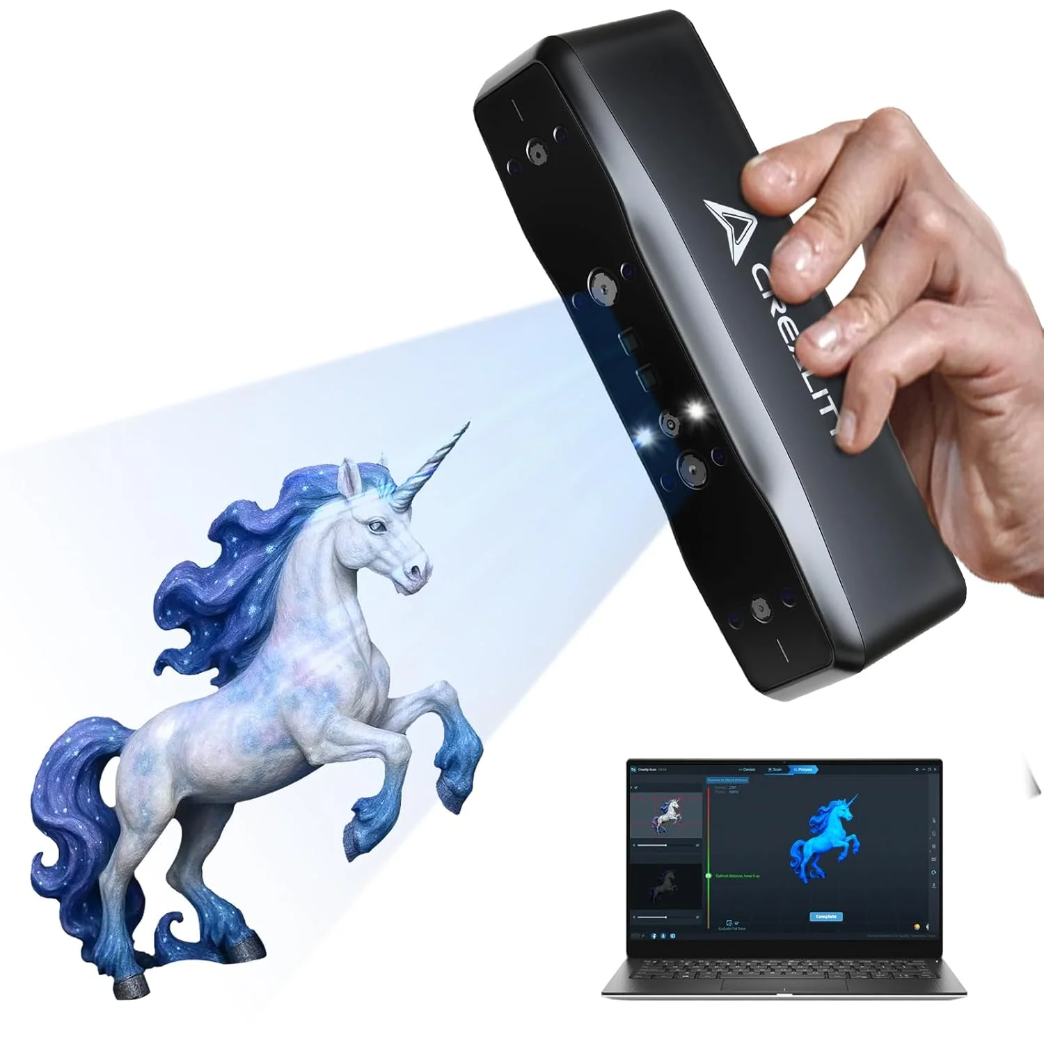 اسکنر سه بعدی Creality Otter Lite Basic با دقت بالای 0.05 میلی متر، اسکن خودکار، پشتیبانی از بافت رنگی، طراحی قابل حمل برای چاپ سه بعدی، مهندسی معکوس و پروژه های DIY