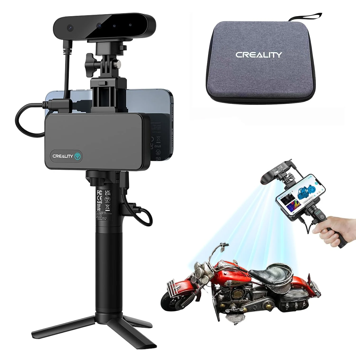 اسکنر سه بعدی Creality CR Scan Ferret Pro برای چاپ سه بعدی، اسکنر سه بعدی بی سیم دستی با دوربین RGB، دقت 0.1 میلی متر، ردیابی ضد لرزش، سازگار با PC، iOS، Android