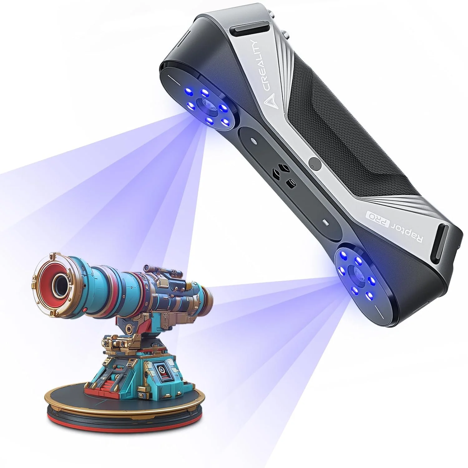 اسکنر سه بعدی Creality CR-Scan Raptor Pro برای پرینت سه بعدی، 22+7 لیزر آبی، دقت 0.02 میلی متر، رنگ 24 بیتی، 60FPS، اسکن اشیاء 5mm-4000mm، اسکنر سه بعدی دستی برای ویندوز و macOS