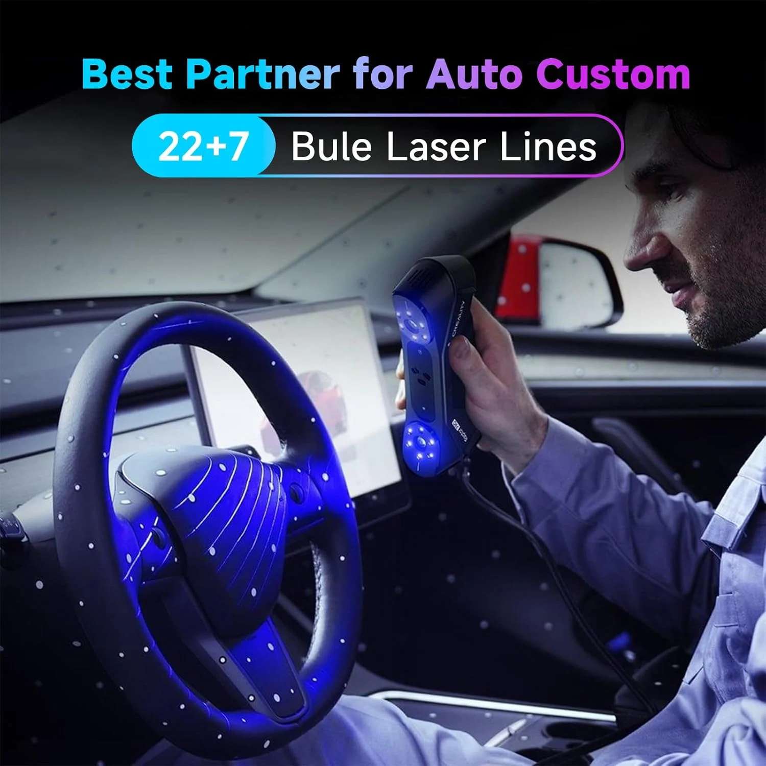 اسکنر سه بعدی Creality CR-Scan Raptor Pro، لیزر آبی 22+7 + مادون قرمز، دقت 0.02 میلی متر، رنگ کامل 24 بیتی، 660,000 نقطه در ثانیه، اسکن 5mm-4000mm، اسکنر سه بعدی دستی برای ویندوز و macOS