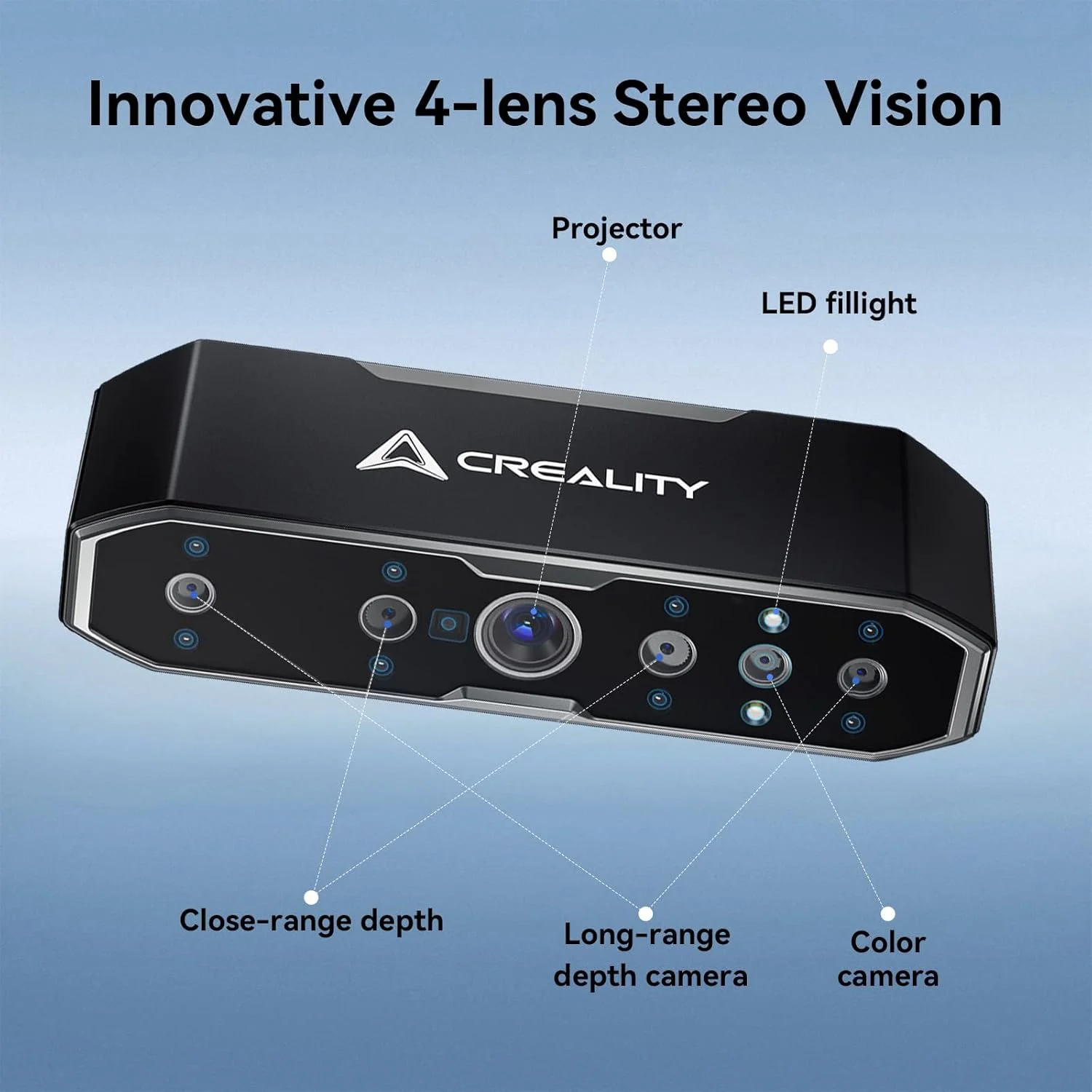 اسکنر سه بعدی Creality CR-Scan Otter برای پرینت سه بعدی، اسکنر دستی با دقت 0.02 میلی متر، ردیابی ضد لرزش، اسکن 4 لنز تمام رنگی 24 بیتی، اسکن سطوح تیره/فلزی بدون نیاز به اسپری، سازگار با ویندوز و macOS