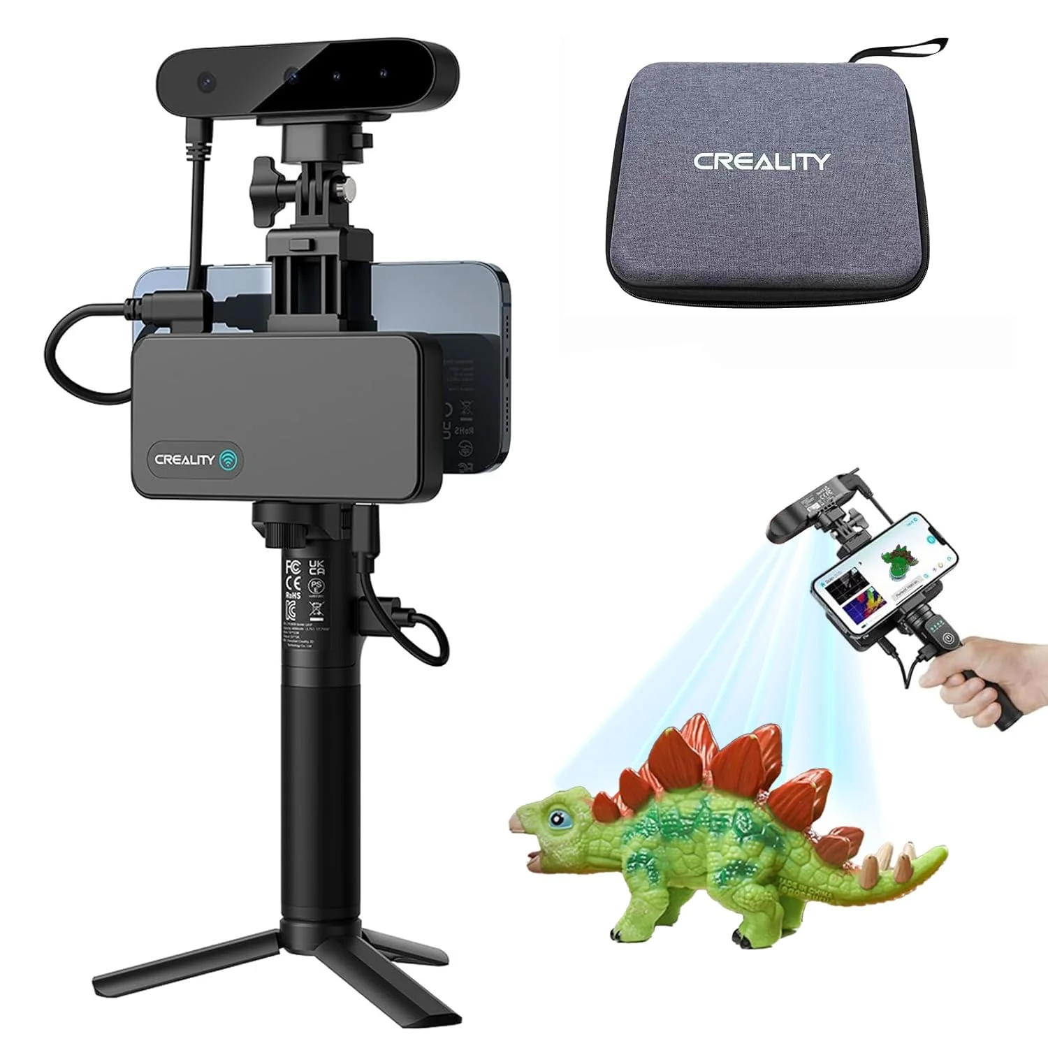 اسکنر سه بعدی Creality Ferret Pro برای چاپ سه بعدی، دقت 0.1 میلی متر، اسکن سه بعدی دوربین RGB بی سیم دستی، سرعت 30 فریم در ثانیه، کارکرد روی سطوح سیاه و فلزی، برای PC/iOS/Android