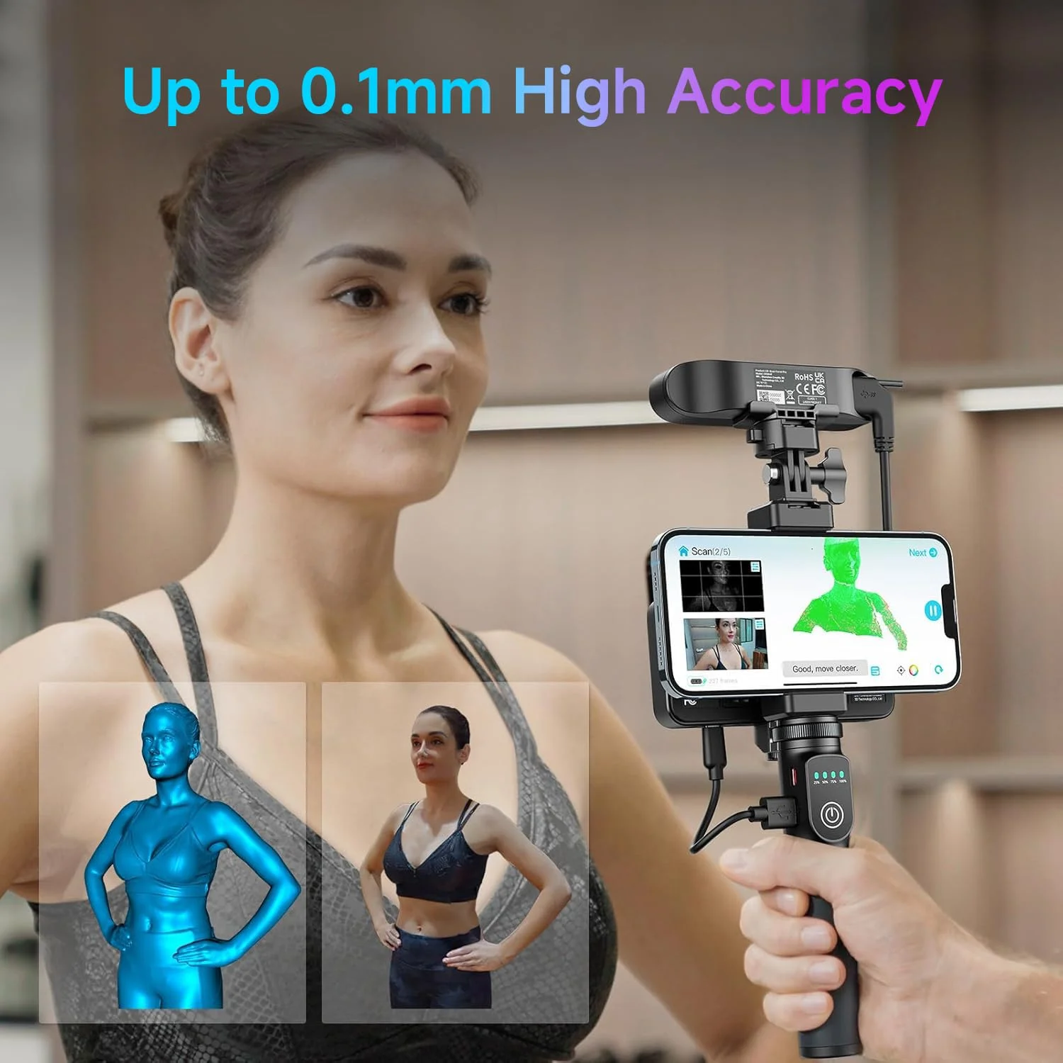 اسکنر سه بعدی Creality CR-Scan Ferret Pro، اسکن بی سیم با رنگ کامل 24 بیتی و ردیابی ضد لرزش، اسکن سریع و با کیفیت بالا، سازگار با ویندوز، مک، iOS و اندروید