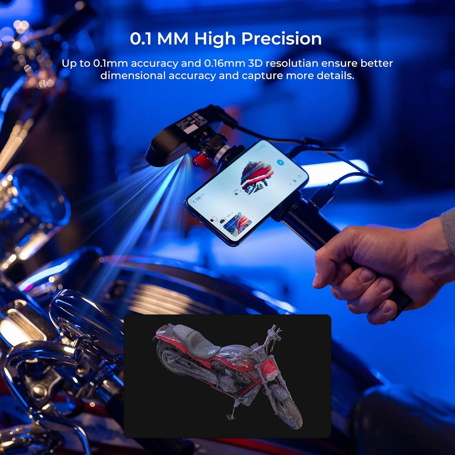 اسکنر سه بعدی Creality CR-Scan Ferret برای چاپ سه بعدی، اسکنر دستی با سرعت اسکن 30 فریم بر ثانیه، دقت 0.1 میلی متر، تمام رنگی برای تلفن اندروید، کامپیوتر و ویندوز 10/11