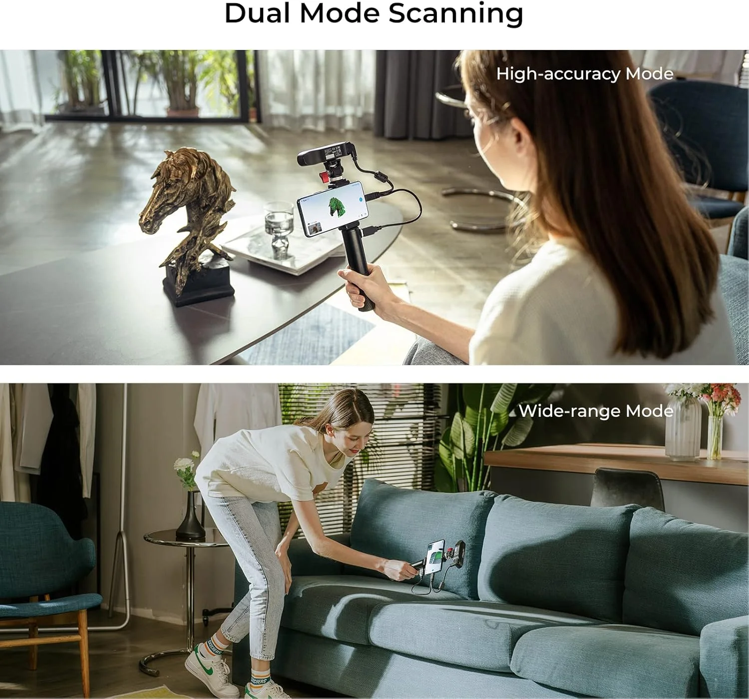 اسکنر سه بعدی Creality CR-Scan Ferret برای چاپ سه بعدی، اسکنر دستی با سرعت اسکن 30 فریم بر ثانیه، دقت 0.1 میلی متر، تمام رنگی برای تلفن اندروید، کامپیوتر و ویندوز 10/11