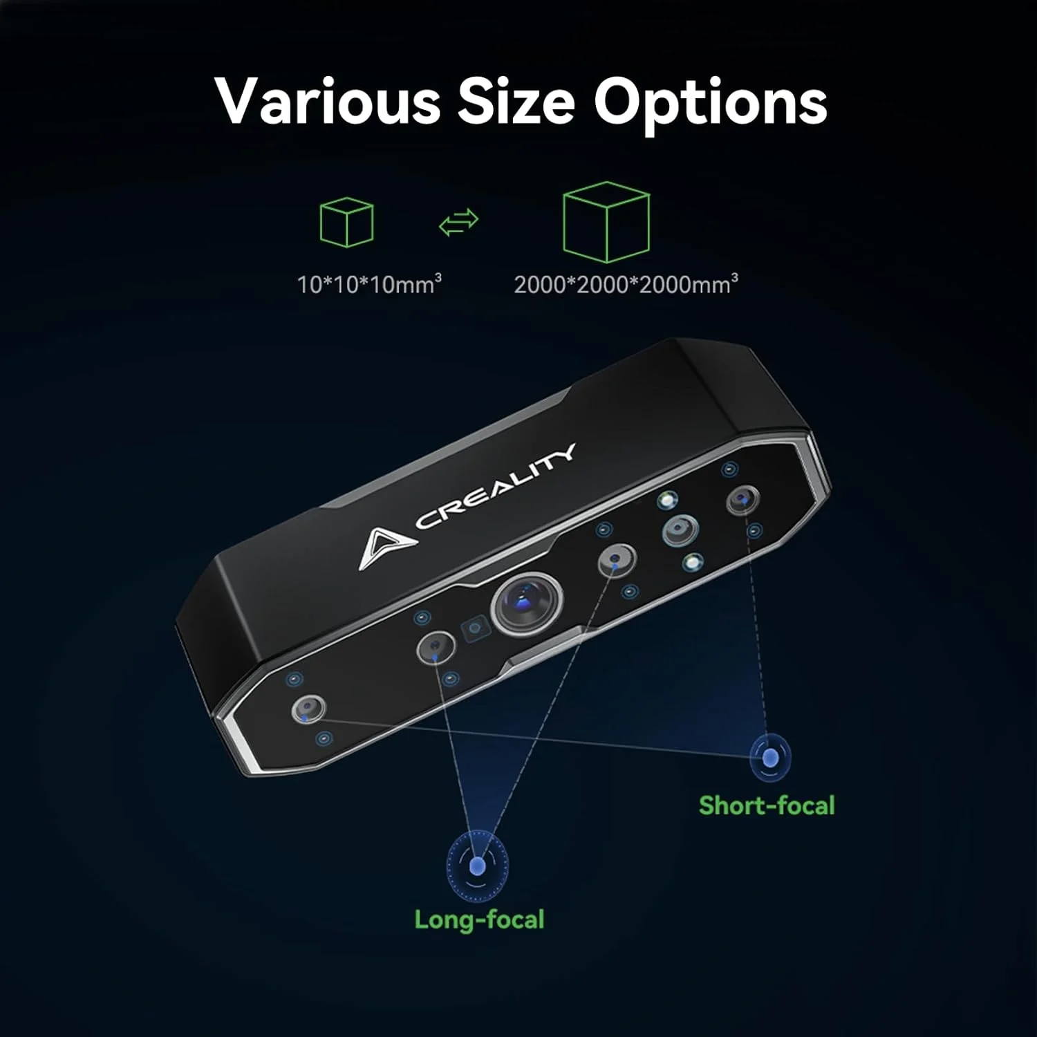 اسکنر سه بعدی Creality CR-Scan Otter، سیستم استریو چهار لنزی برای اسکن تمام رنگی اشیاء/بدن/صورت 10-2000 میلی متری، دقت تا 0.02 میلی متر سرعت 20 فریم بر ثانیه، اسکنر سه بعدی دستی برای پرینتر سه بعدی (MacOS/Windows)