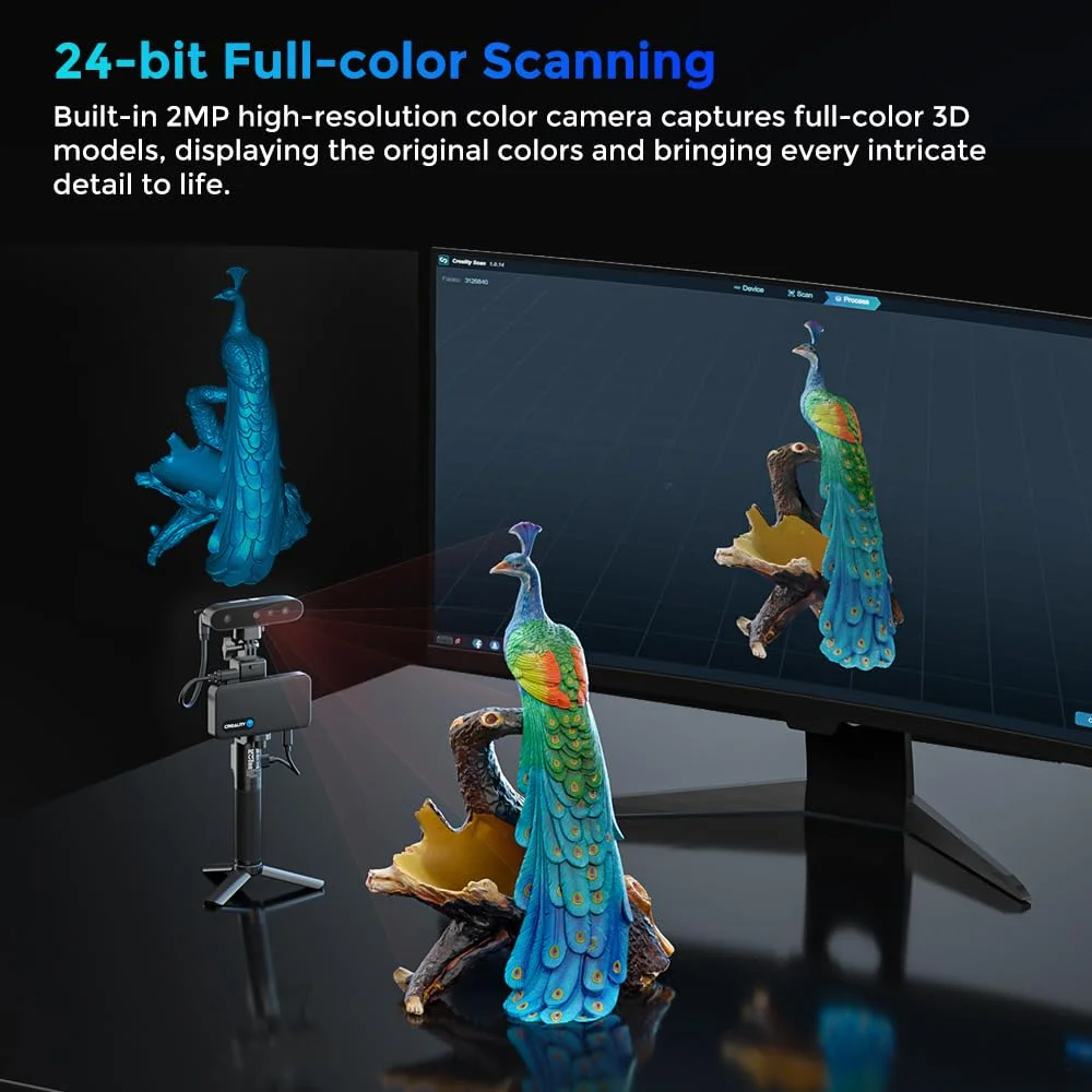 اسکنر سه بعدی Creality CR-Scan Ferret Pro، اسکنر سه بعدی دستی ارتقا یافته برای چاپ سه بعدی با ردیابی ضد لرزش پل بی سیم Wifi6، اسکن سریع تمام رنگی با دقت 0.1 میلی متر برای iOS Mac Windows Android