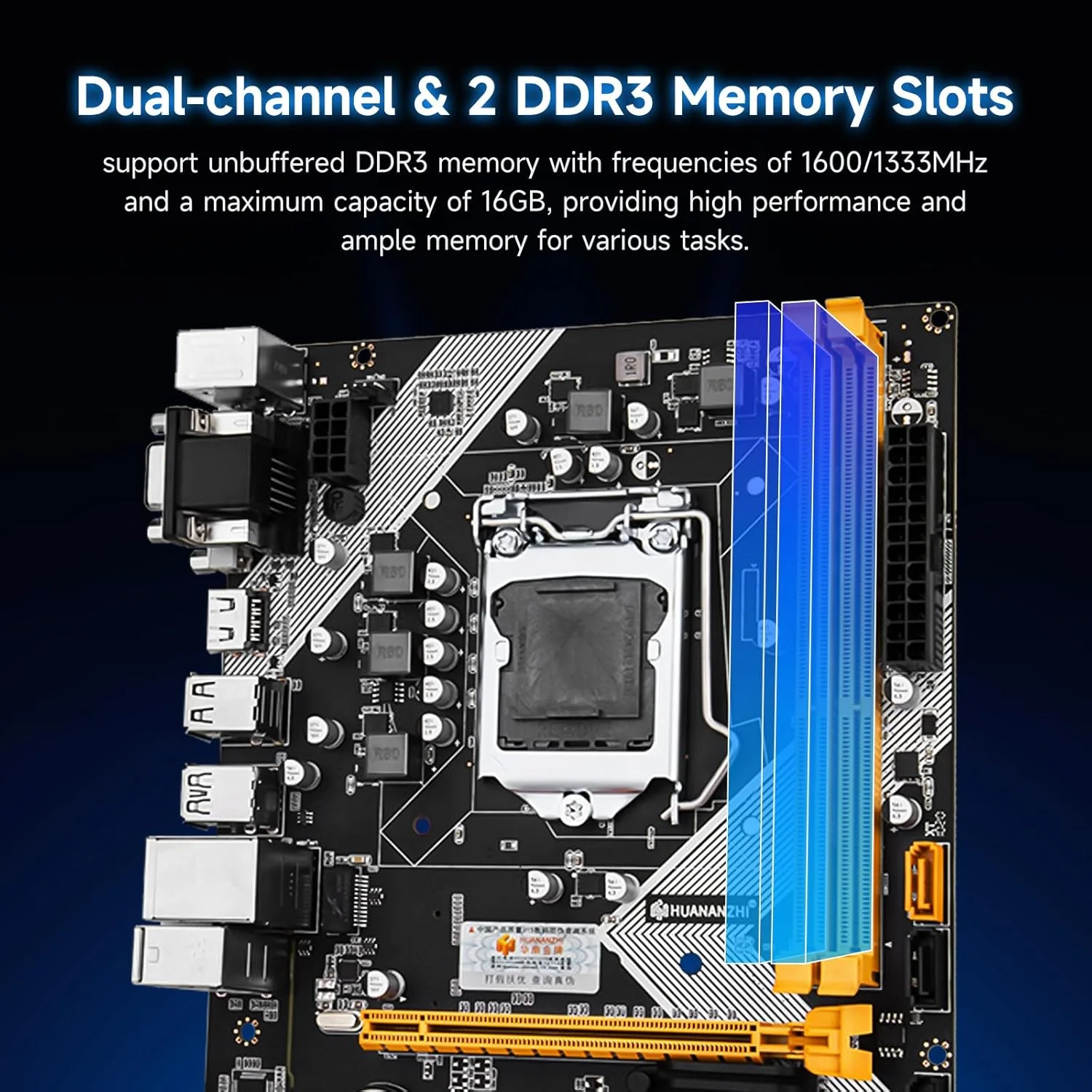 مادربرد کامپیوتر HUANANZHI B75 M-ATX برای کامپیوترهای رومیزی (Win 7/10, DDR3 16GB, SATA3.0, USB 3.0), مادربرد INT LGA 1155 برای کامپیوترهای رومیزی