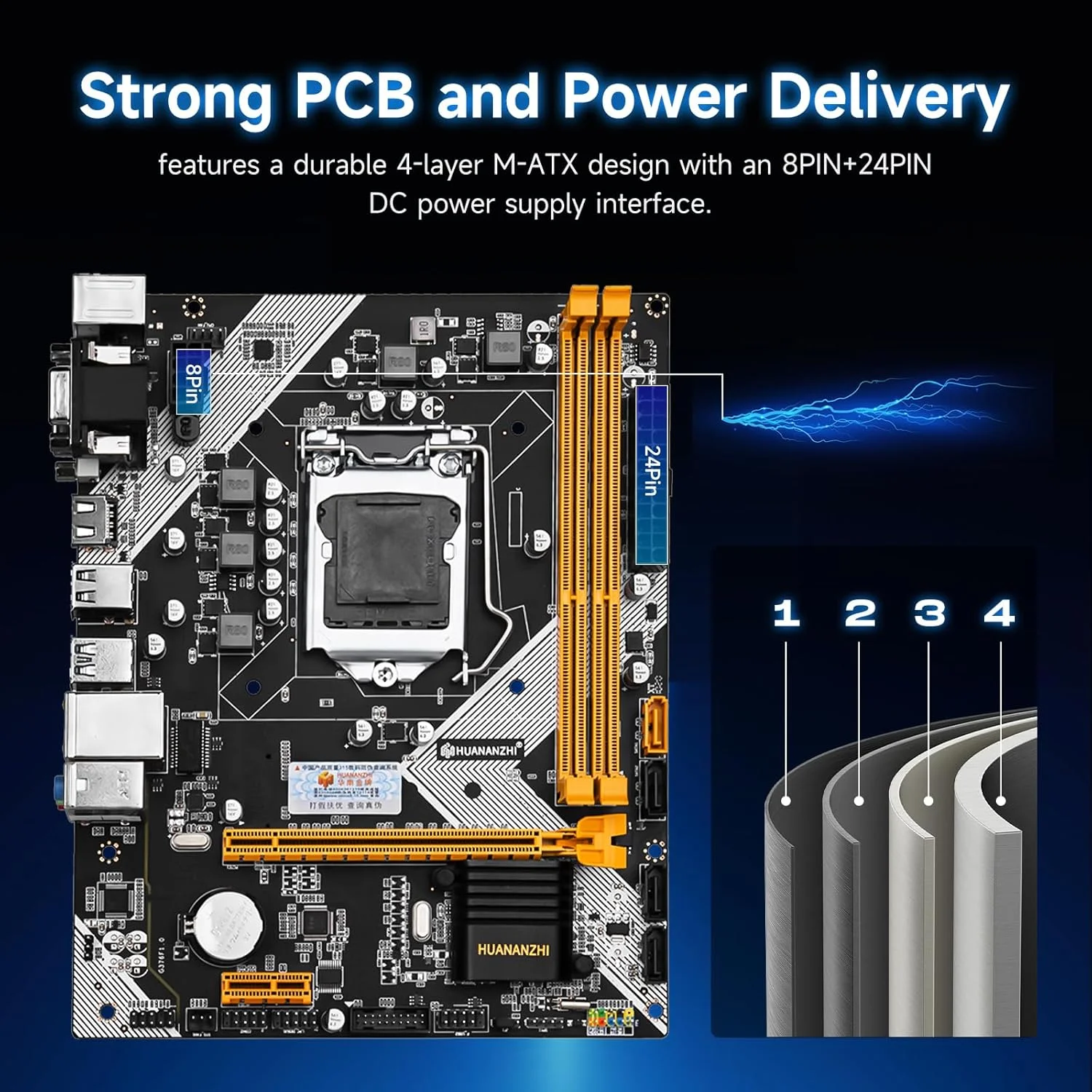 مادربرد کامپیوتر HUANANZHI B75 M-ATX برای کامپیوترهای رومیزی (Win 7/10, DDR3 16GB, SATA3.0, USB 3.0), مادربرد INT LGA 1155 برای کامپیوترهای رومیزی