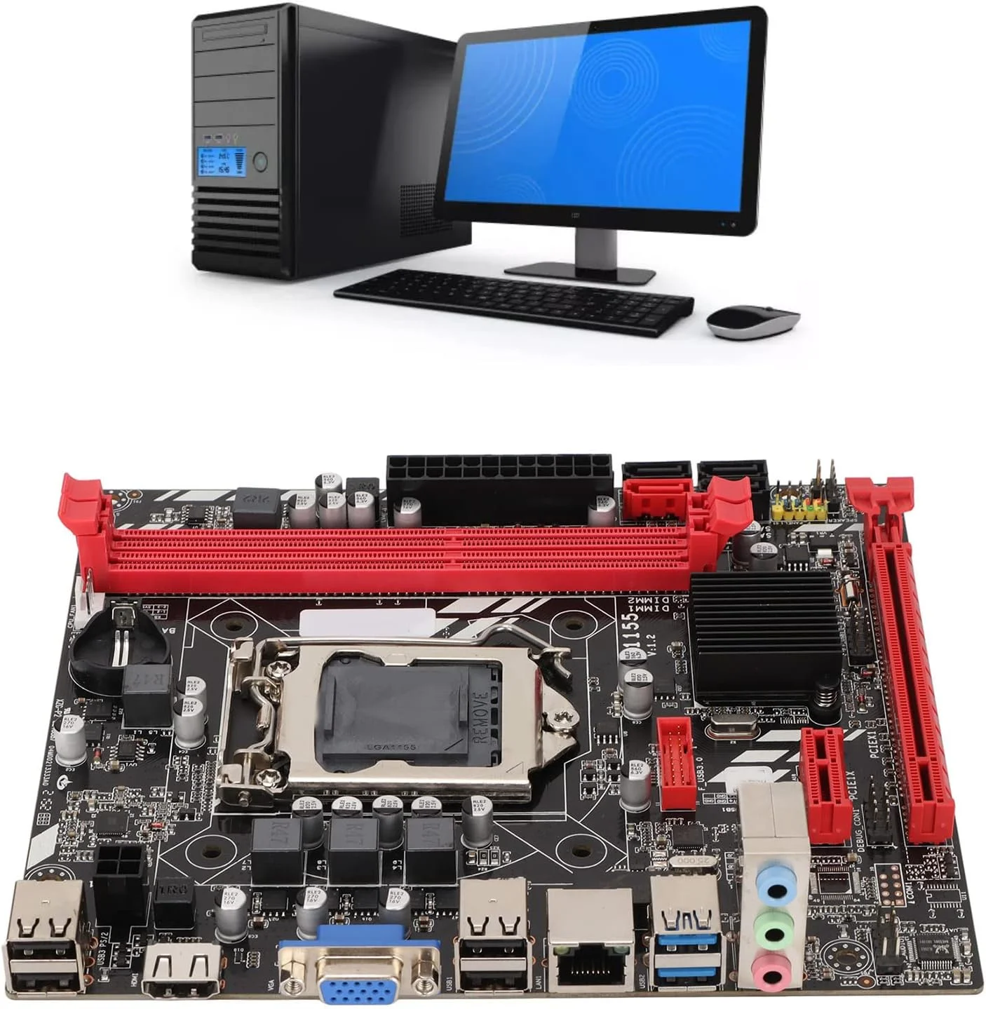 مادربرد GOWENIC B75M MATX DDR3 برای پردازنده های Core i7 i5 i3 LGA1155، خروجی VGA دیجیتال HD