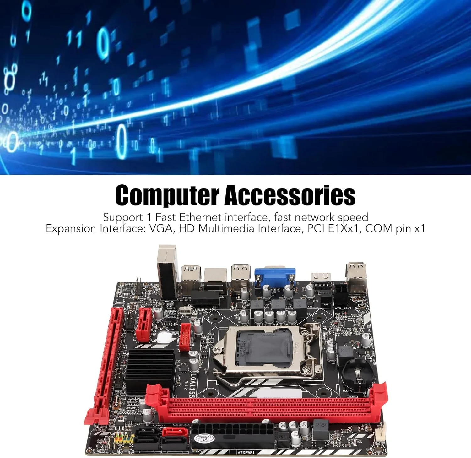 مادربرد GOWENIC B75M MATX DDR3 برای پردازنده های Core i7 i5 i3 LGA1155، خروجی VGA دیجیتال HD