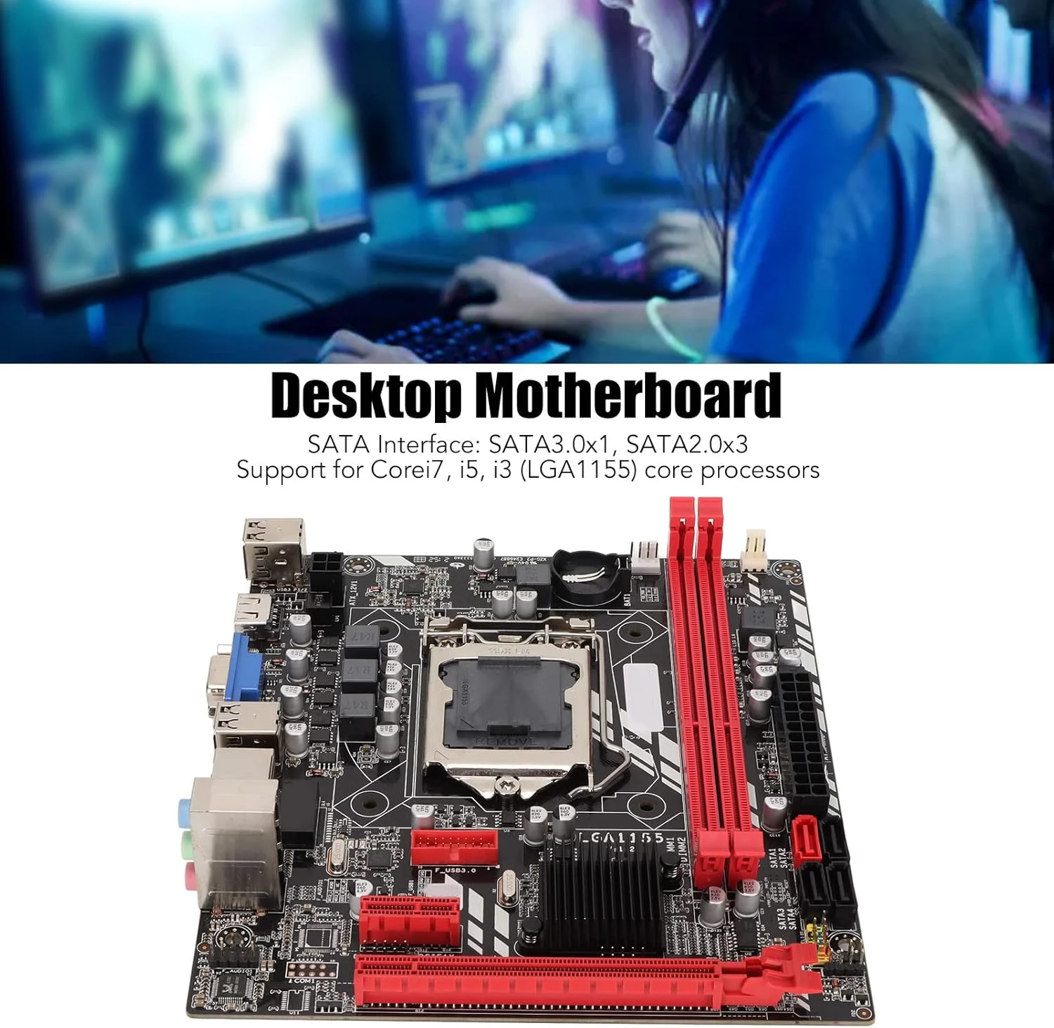 مادربرد GOWENIC B75M MATX DDR3 برای پردازنده های Core i7 i5 i3 LGA1155، خروجی VGA دیجیتال HD