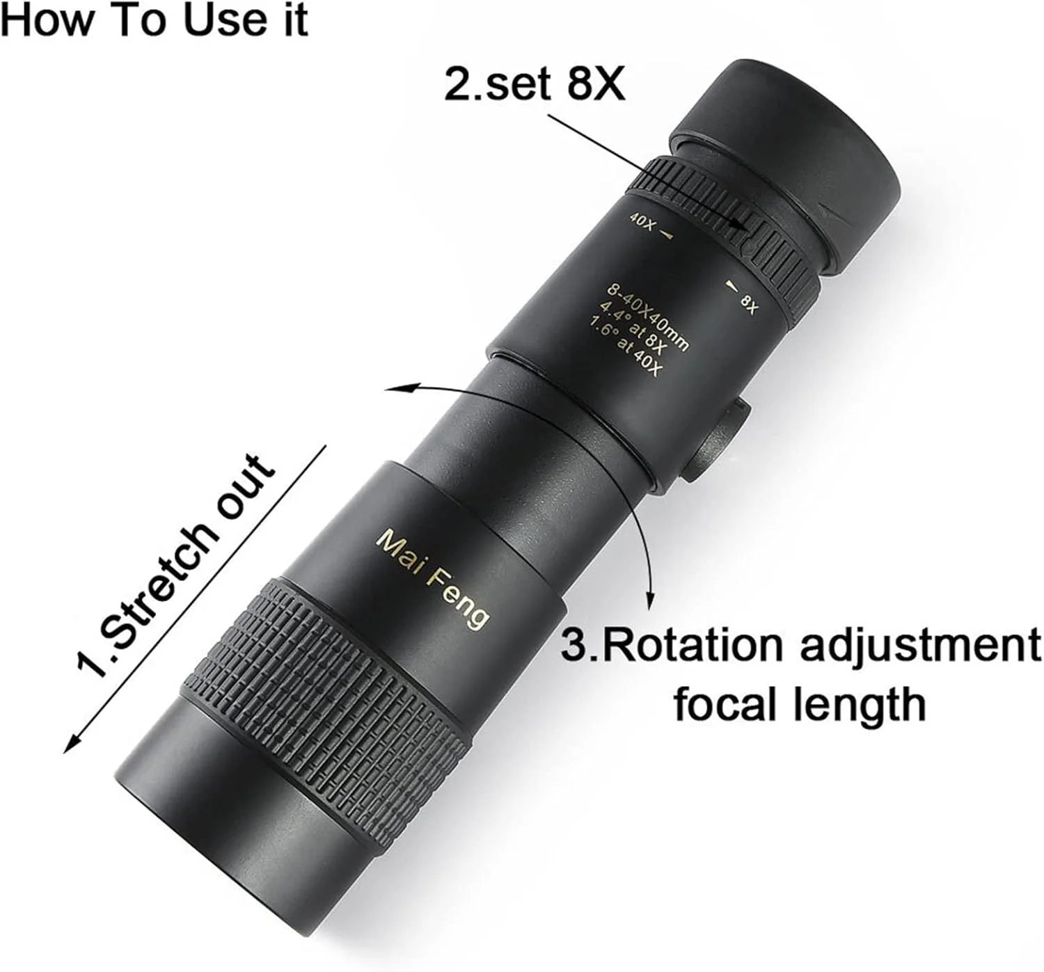 تلسکوپ تک چشمی دوربین شکاری فشرده زوم تلسکوپی ضد آب شیشه ای حرفه ای با سه پایه و گیره تلفن