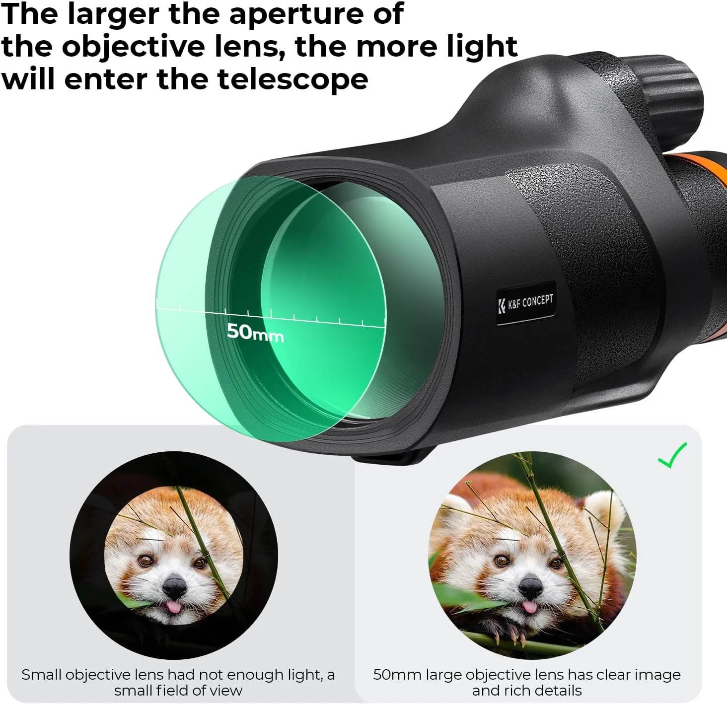 تلسکوپ تک چشمی 12X50 HD ضد آب K&F Concept با استاندارد IP68، تلسکوپ تک چشمی برای بزرگسالان به همراه نگهدارنده تلفن هوشمند و سه پایه، منشور BAK4 و لنز FMC مناسب برای تماشای پرندگان، پیاده روی، شکار، کمپینگ و مسافرت، مشکی