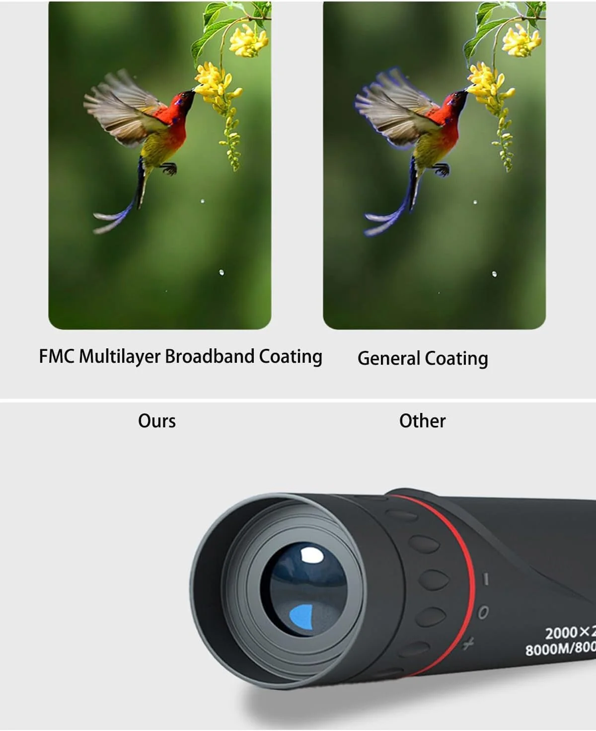 تلسکوپ مینیاتوری برای بزرگسالان، تلسکوپ های منوچشمی با قدرت بزرگنمایی 2000X24، ضد آب برای رویدادهای ورزشی، کنسرت ها، کمپینگ، دیدبانی و مسافرت