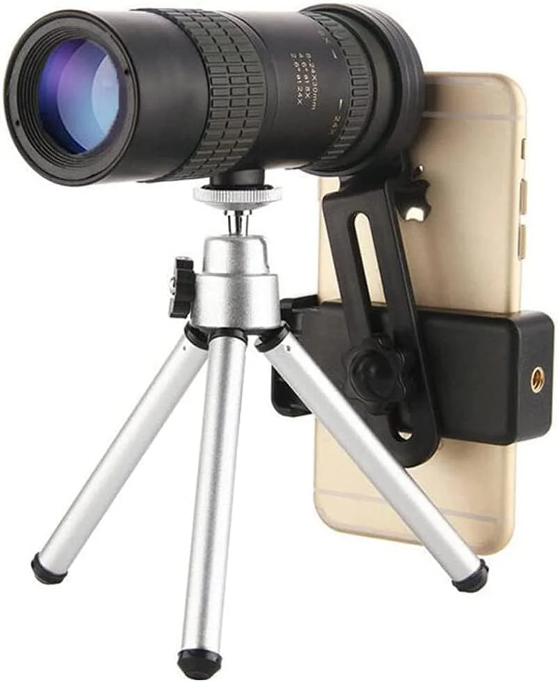 تلسکوپ مونوچشمی زوم سوپر تله فوتو 4K 10-300X40mm به همراه نگهدارنده تلفن هوشمند، مناسب شکار، کمپینگ و دید در شب