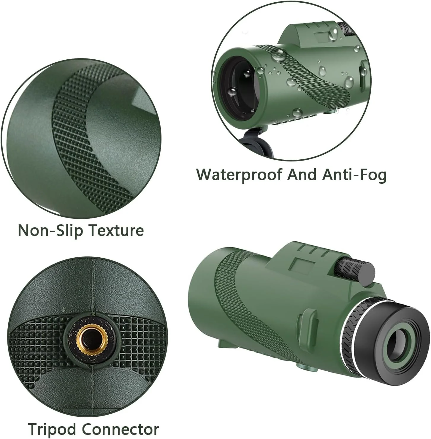 تلسکوپ تک چشمی 100x80 با قدرت بالا، تک چشمی فشرده برای بزرگسالان، مناسب تماشای پرندگان، شکار، پیاده روی، کمپینگ و مسافرت (سبز)
