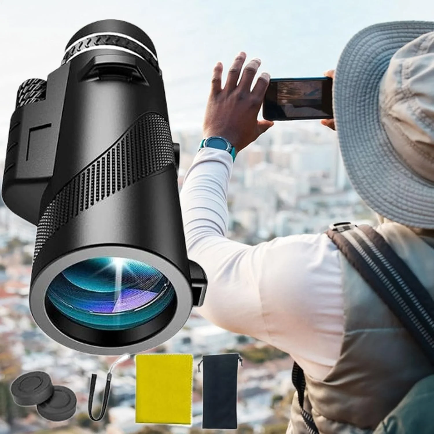 تلسکوپ برای بزرگسالان | تک چشمی برای بزرگسالان - بزرگنمایی 80X جمع و جور سبک وزن برای تماشای پرندگان، ستاره نگری و نجوم در فضای باز