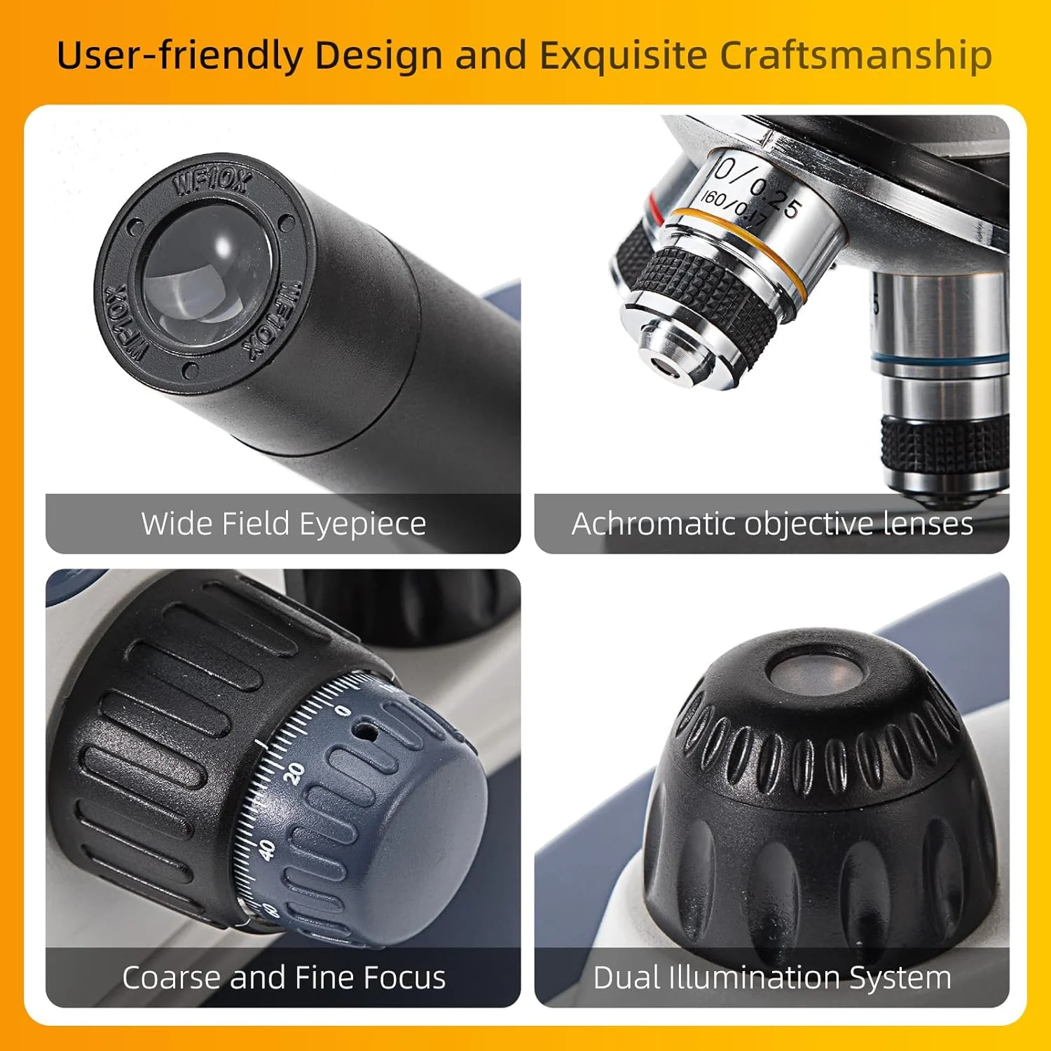 میکروسکوپ تک چشمی مرکب Swift با بزرگنمایی 40X-1000X، نور دوگانه، فوکوس دقیق، عدسی چشمی 25X میدان دید گسترده و قابلیت بی سیم برای دانش آموزان مبتدی