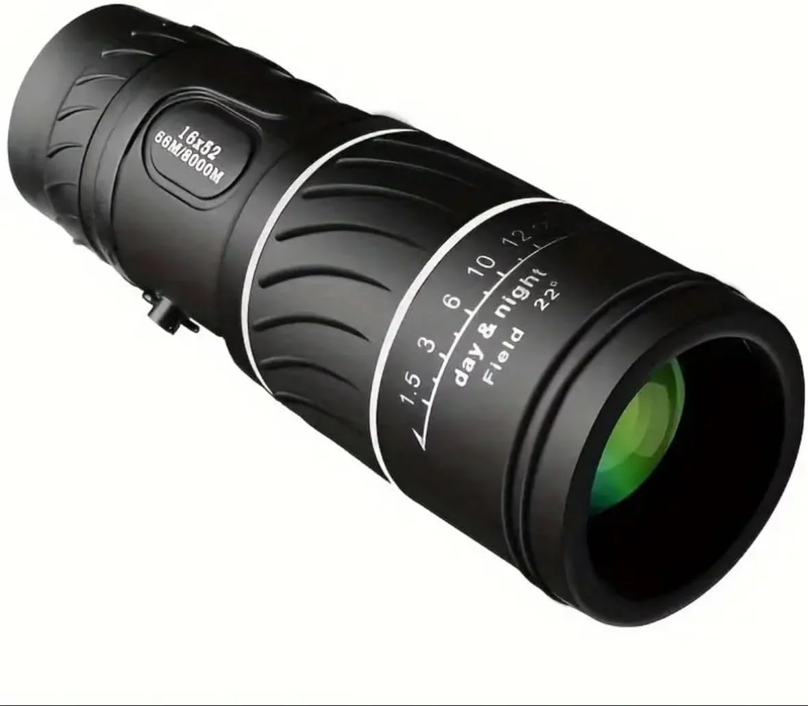 تلسکوپ تک چشمی حرفه ای، مشکی، زوم قدرتمند 16x32، لنز شیشه ای اپتیکال با مقیاس فاصله، برای تماشای فضای باز