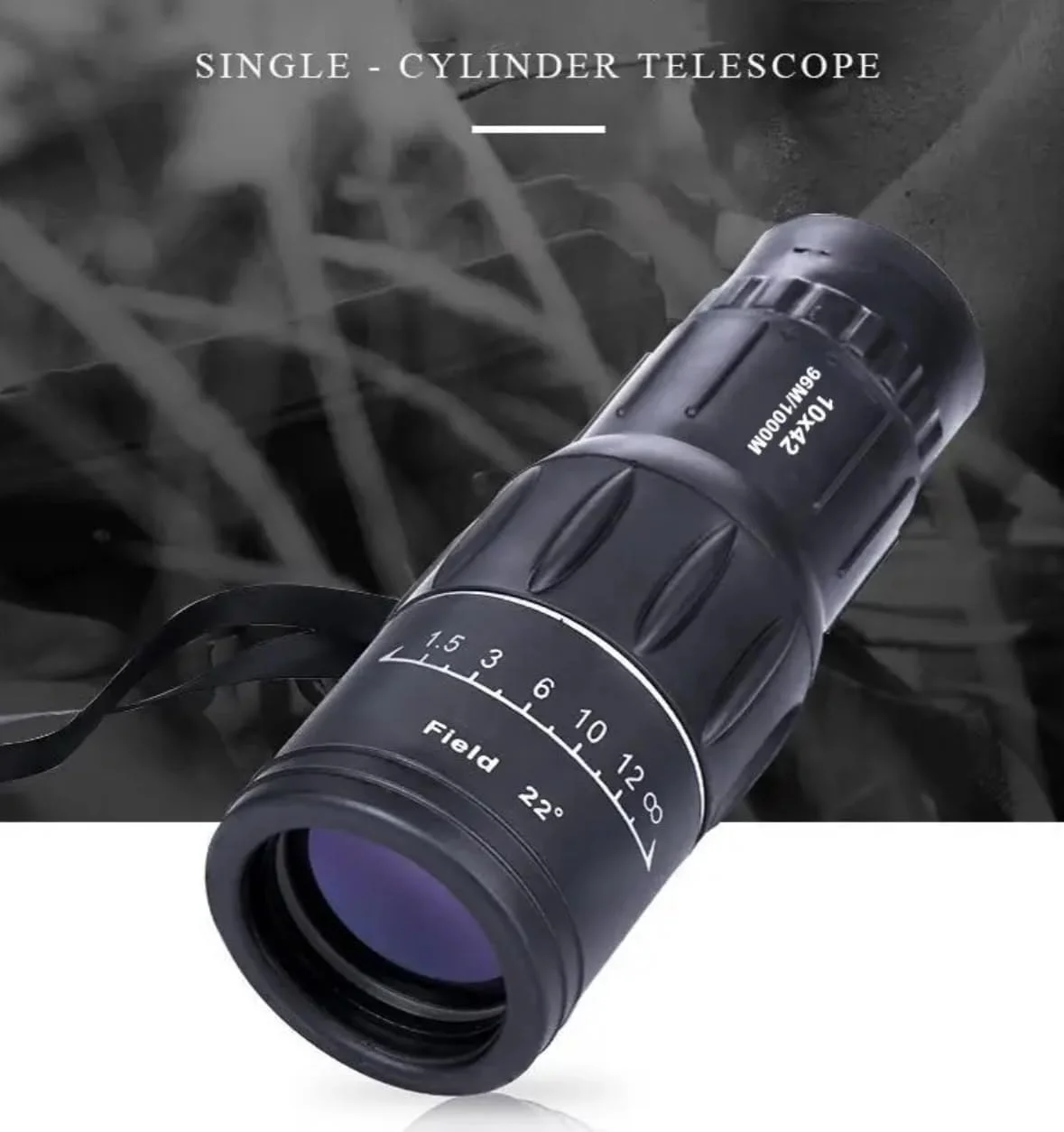 تلسکوپ تک چشمی حرفه ای، مشکی، بزرگنمایی قدرتمند با مقیاس فاصله، طراحی اپتیکی جمع و جور برای مشاهده از راه دور