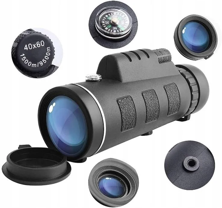 تلسکوپ تک چشمی HD قدرتمند با سه پایه تقویت شده جدید - آداپتور موبایل - لنز تله فوتو زوم گوشی هوشمند - دوربین تک چشمی قوی برای پیاده روی، پرنده نگری، کمپینگ.