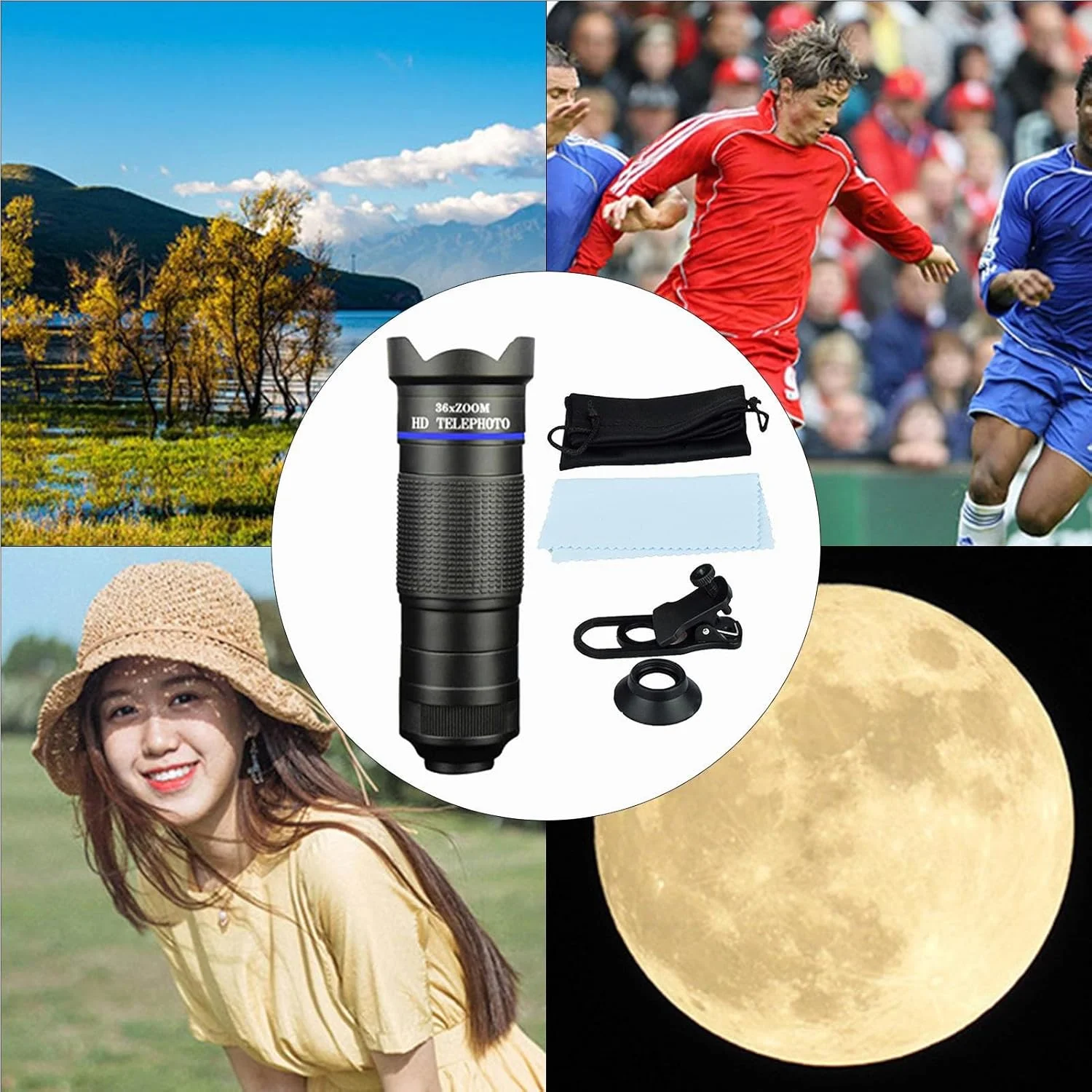 تک چشمی لنز تلفن، تک چشمی قدرتمند برای تماشای پرندگان - لنز چند منظوره با وضوح 4K به همراه گیره تلفن همراه برای تماشای پرندگان، پیاده روی و کمپینگ