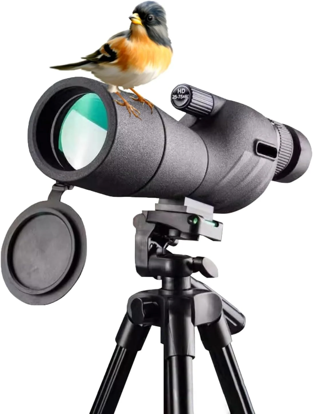 تلسکوپ تک چشمی با بزرگنمایی بالا 25-75X60 - به همراه سه پایه و گیره تلفن همراه HD مناسب برای تماشای ستارگان، شکار، حیات وحش، تماشای پرندگان، مسافرت و کمپینگ