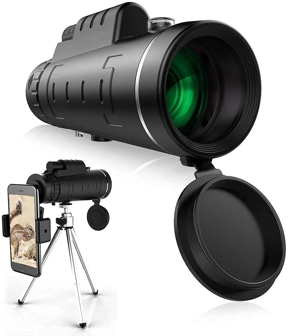 تلسکوپ تک چشمی NCO، تک چشمی 40X60 با قدرت بالا - به همراه نگهدارنده تلفن هوشمند و سه پایه، تک چشمی ضد آب با منشور BAK4 FMC دوگانه بادوام و شفاف برای تماشای پرندگان، کمپینگ، پیاده روی