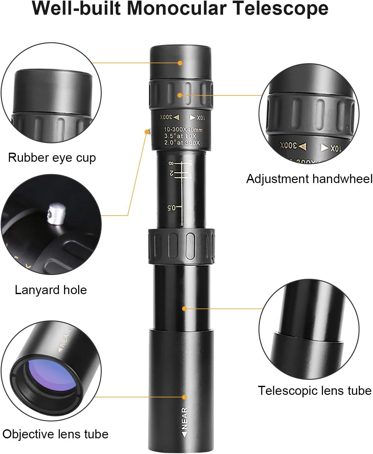 تلسکوپ تک چشمی فشرده ضدآب Morelian با لنز FMC و منشور BAK4 به همراه کیف حمل، بند برای کنسرت، مسابقات توپی، تماشای پرندگان و پیاده‌روی
