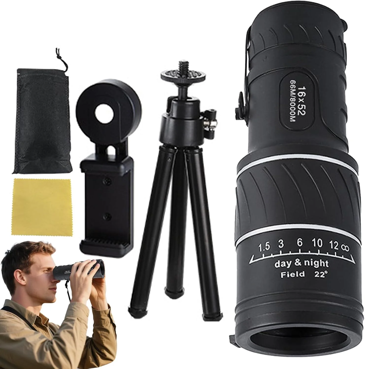 تلسکوپ تک چشمی برای بزرگسالان، تلسکوپ تک چشمی دستی با قدرت بالا - اسباب بازی آموزشی سبک وزن قابل حمل در فضای باز برای کمپینگ، پیاده روی، شکار، تماشای پرندگان و یادگیری