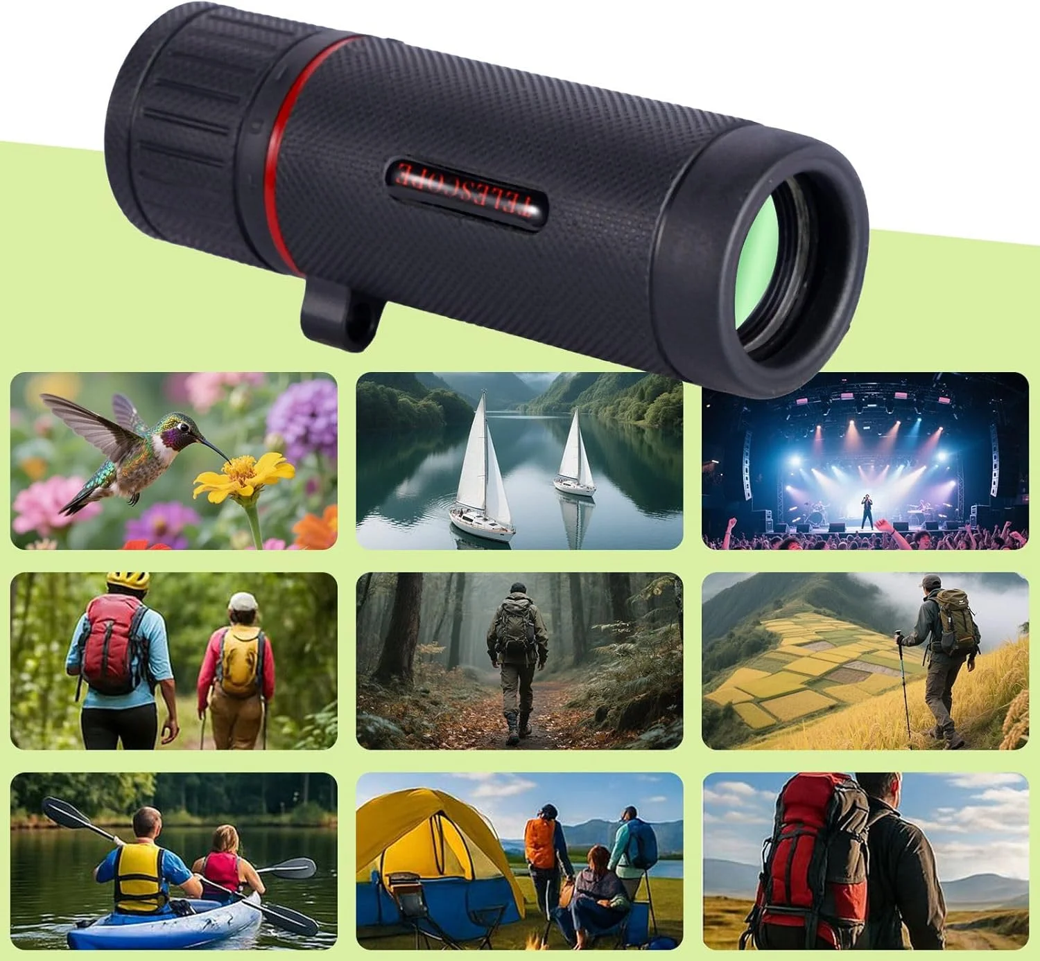 تلسکوپ تک چشمی کوچک 8x21 با قابلیت فوکوس و طراحی ضد لغزش مناسب برای مسافرت