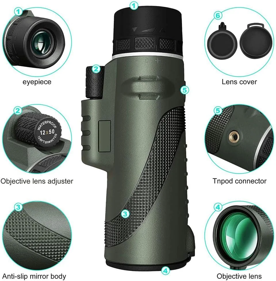 تک چشمی 100X80 با منشور BAK4 و لنز FMC برای بزرگسالان، مناسب شکار، تماشای حیات وحش، تماشای پرندگان، مسافرت، کمپینگ و پیاده روی، به همراه کیف پارچه ای، گیره تلفن همراه و سه پایه تک چشمی 100X80 با منشور BAK4 و لنز FMC برای بزرگسالان، مناسب شکار، تماشای حیات وحش، تماشای پرندگان، مسافرت، کمپینگ و پیاده روی، به همراه کیف پارچه ای، گیره تلفن همراه و سه پایه