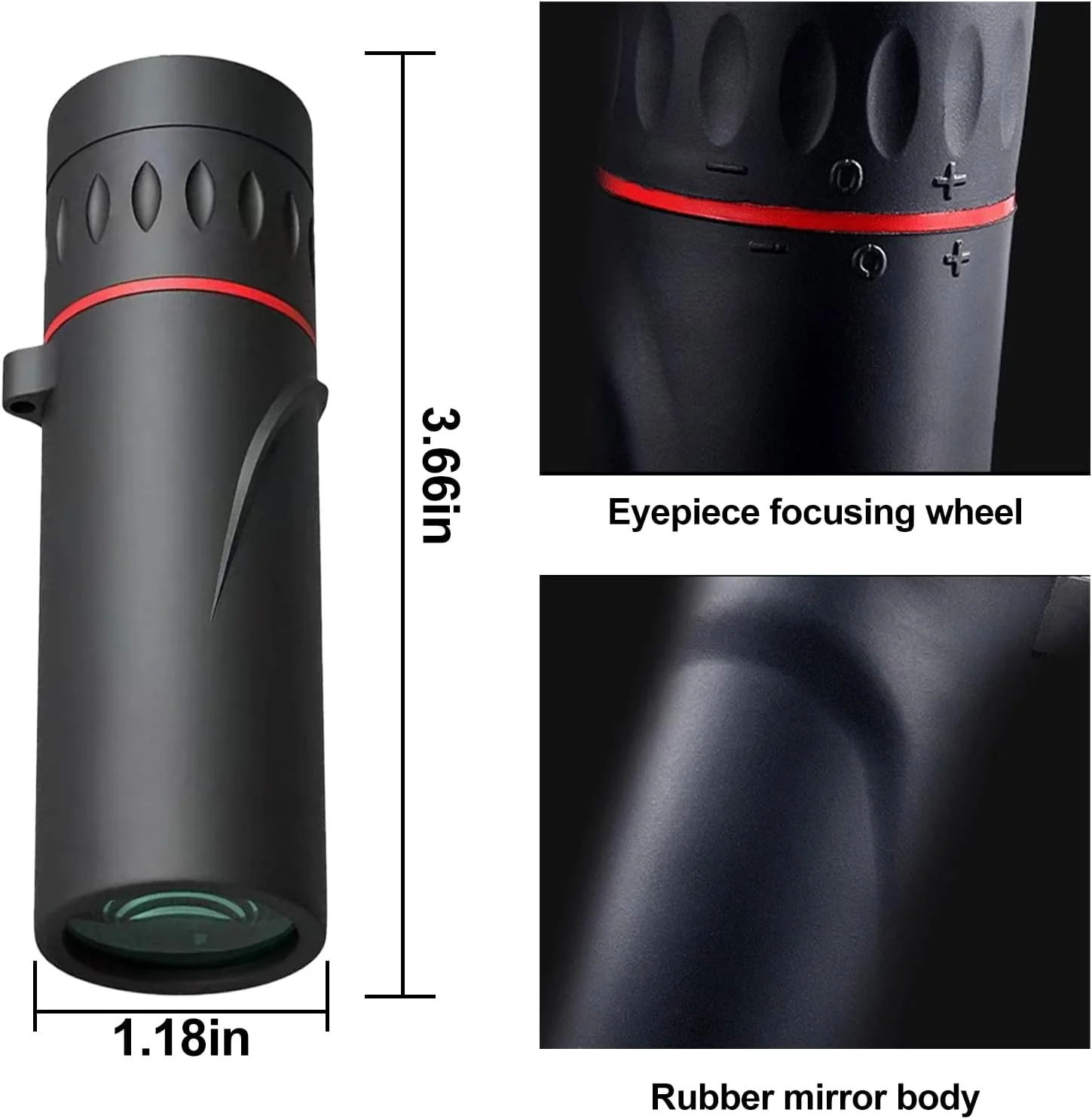 تلسکوپ مونوکولار کوچک با نگهدارنده تلفن، مونوکولارهای HD 30 x 25 ارتقا یافته برای بزرگسالان، قدرت بالا، قابل استفاده برای تماشای ستارگان، شکار، مشکی