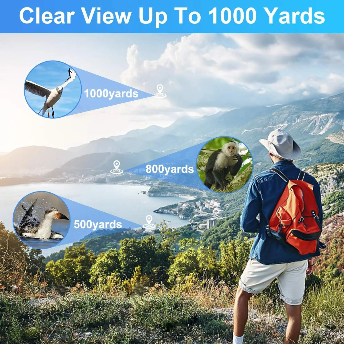 تلسکوپ تک چشمی 40x60، تلسکوپ زوم ضد آب دید در شب با قدرت بالا، مناسب برای تماشای پرندگان، شکار، کمپینگ و حیات وحش به همراه سه پایه