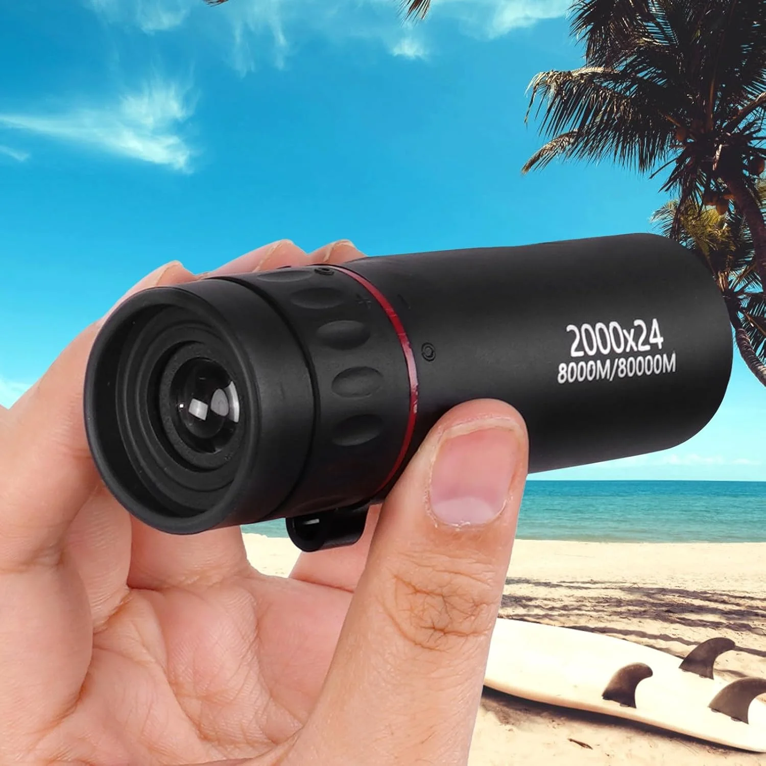 تلسکوپ تک چشمی کوچک با قابلیت تنظیم فوکوس، ضد آب و ضد لغزش مناسب برای تماشای ستارگان و شکار، مشکی