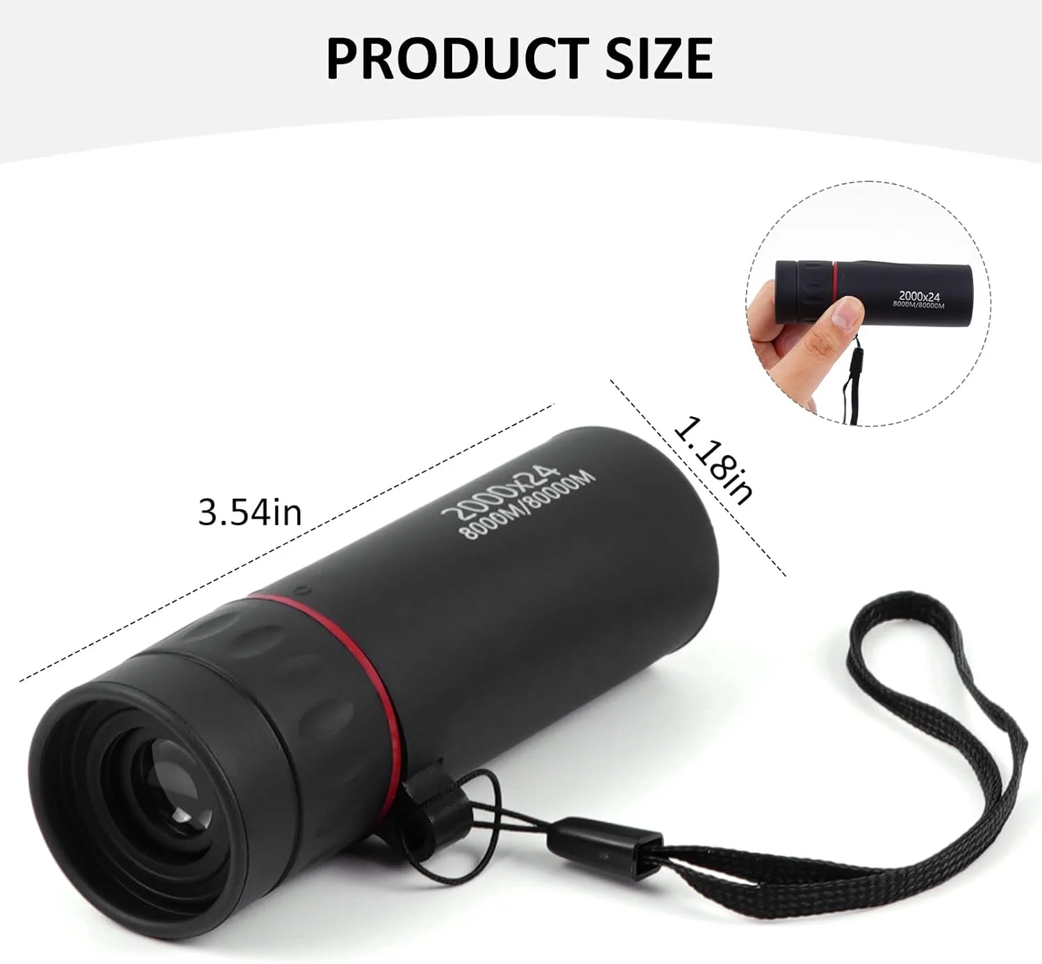 تلسکوپ تک چشمی کوچک با قابلیت تنظیم فوکوس، ضد آب و ضد لغزش مناسب برای تماشای ستارگان و شکار، مشکی