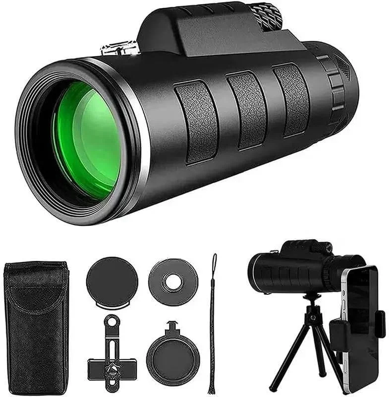 تلسکوپ تک چشمی 40x60، مناسب برای بزرگسالان و کودکان، برای تماشای پرندگان، پیاده روی و کنسرت، به همراه گیره تلفن و پایه