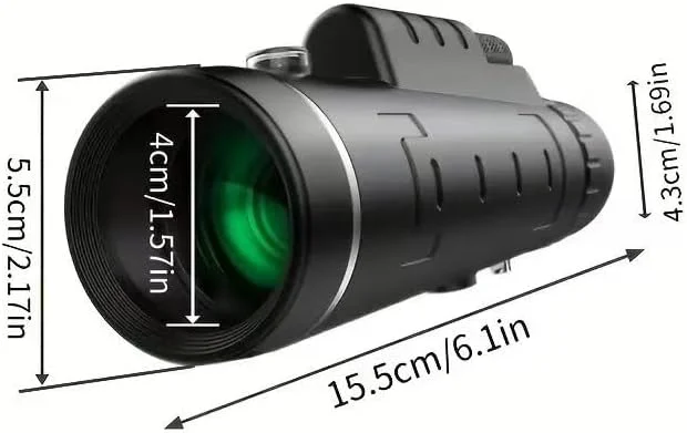 تلسکوپ تک چشمی 40x60، مناسب برای بزرگسالان و کودکان، برای تماشای پرندگان، پیاده روی و کنسرت، به همراه گیره تلفن و پایه