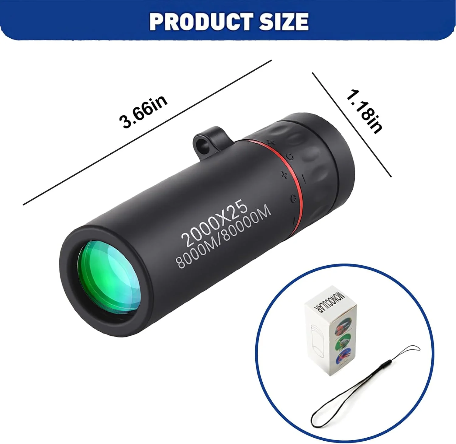 تلسکوپ مونوکولار کوچک برای رویدادهای ورزشی، کمپینگ و کنسرت، مشکی ارتقا یافته