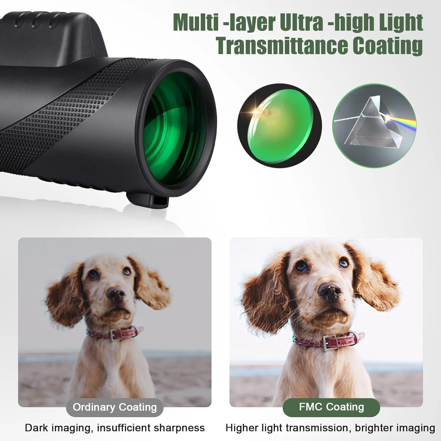 تلسکوپ تک چشمی 80X100 HD دید در شب با نگهدارنده تلفن هوشمند و سه پایه، تلسکوپ زوم پرقدرت برای تماشای پرندگان، پیاده روی، تماشای ستارگان، مسافرت، حیات وحش و کنسرت (مشکی)