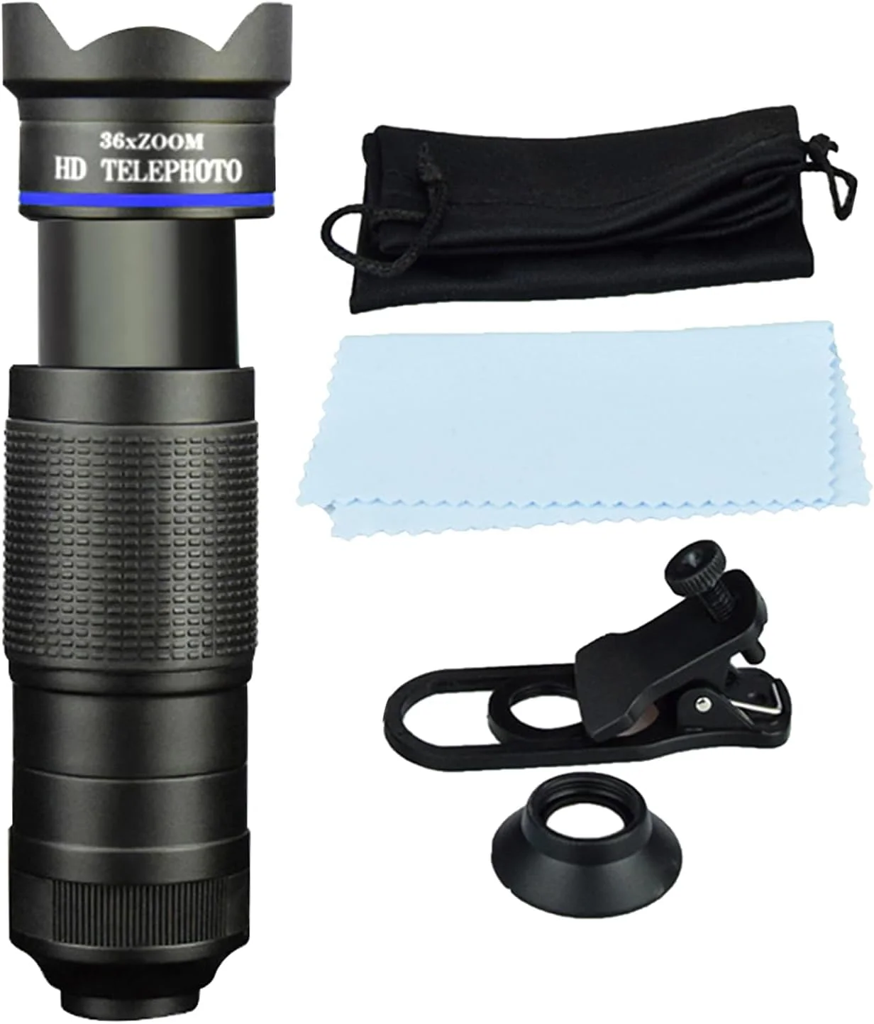 تلسکوپ تک چشمی برای گوشی هوشمند، تلسکوپ تک چشمی قدرتمند برای تماشای پرندگان - لنز چند منظوره با وضوح 4K به همراه گیره تلفن همراه برای تماشای پرندگان، پیاده روی و کمپینگ