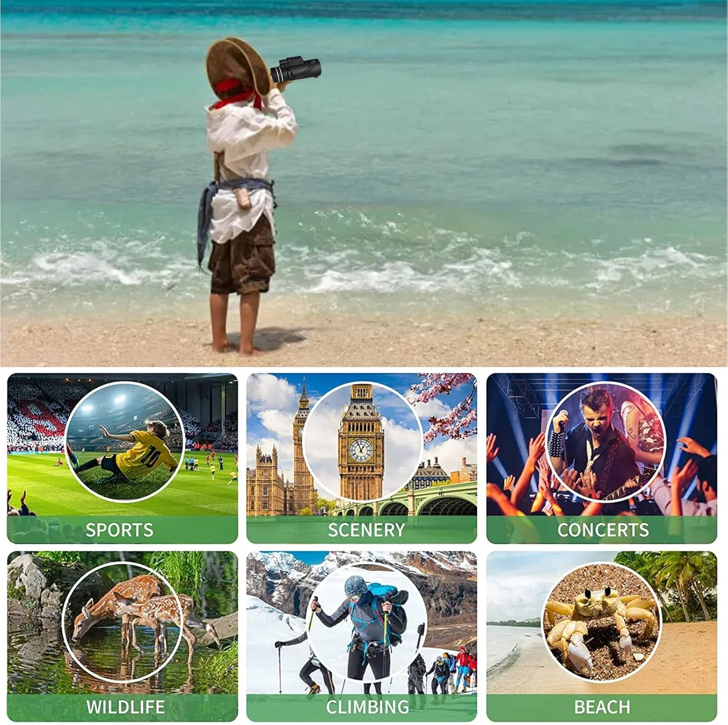 تلسکوپ تک چشمی 80X100 HD دید در شب با نگهدارنده تلفن هوشمند و سه پایه، تلسکوپ زوم پرقدرت برای تماشای پرندگان، پیاده روی، تماشای ستارگان، مسافرت، حیات وحش و کنسرت (مشکی)