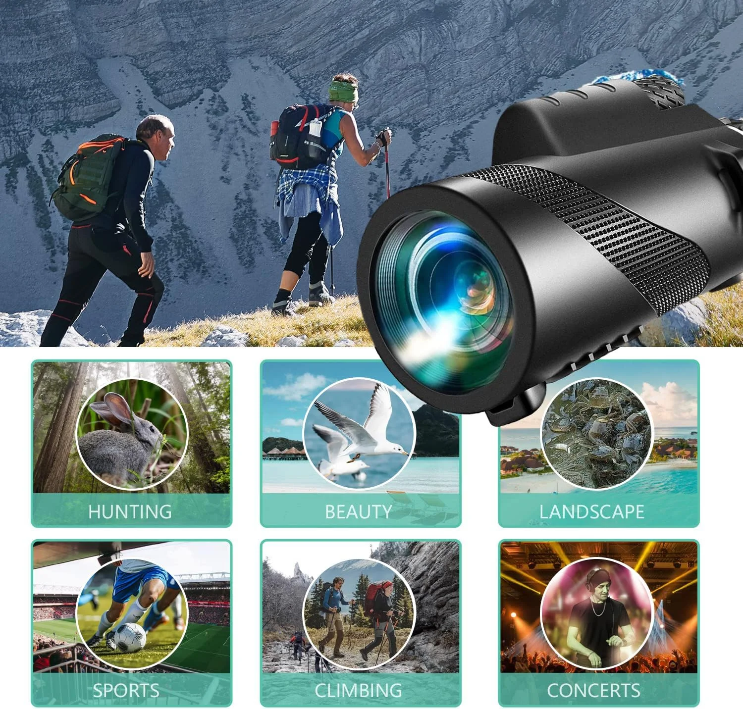 تلسکوپ تک چشمی 100x80 با قدرت بالا برای تلفن های هوشمند، تلسکوپ تک چشمی با کیفیت بالا برای بزرگسالان، مناسب برای تماشای ستارگان، شکار، حیات وحش، تماشای پرندگان، مسافرت، کمپینگ و پیاده روی