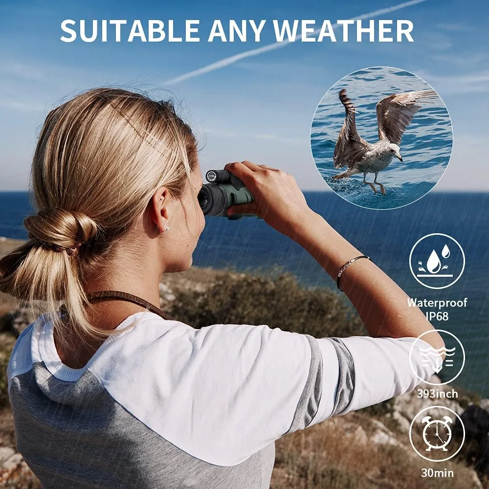 تلسکوپ تک چشمی 12X50 HD K&F Concept برای تلفن هوشمند، تک چشمی های قدرتمند برای بزرگسالان، منشور BAK4 ضد آب IP68، تک چشمی فشرده برای تماشای پرندگان، شکار، به همراه نگهدارنده تلفن و بند دستی
