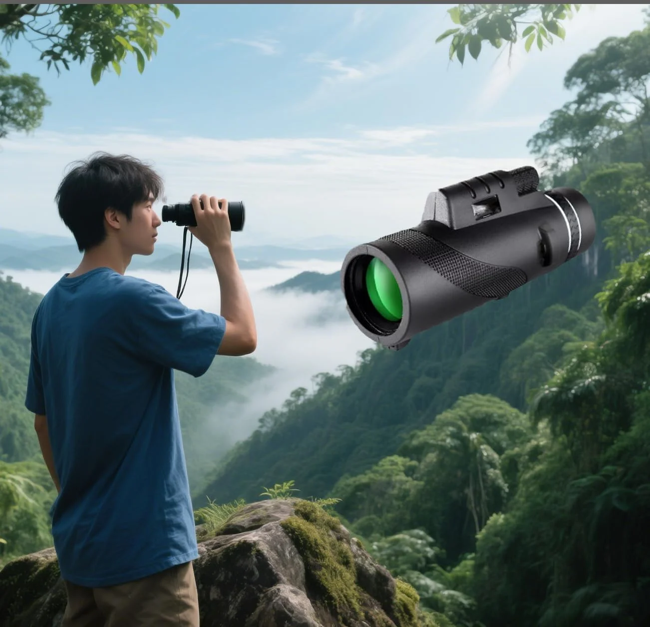 تلسکوپ تک چشمی 80x100، تک چشمی مشکی پرقدرت برای بزرگسالان، ایده آل برای پیاده روی، شکار، تماشای ستارگان و کاوش در فضای باز