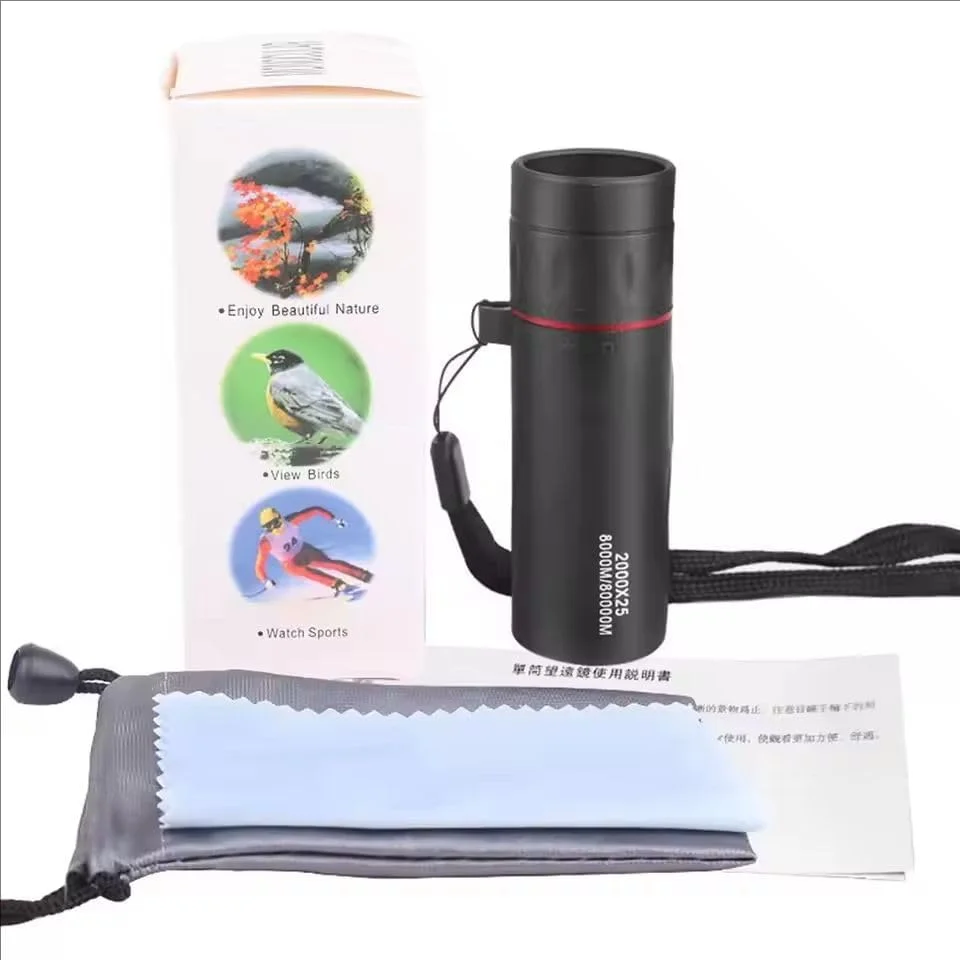 تلسکوپ تک چشمی HD 2000x25 قابل حمل کوچک مناسب تلفن همراه به همراه نگهدارنده، مناسب کمپینگ، شکار و تماشای پرندگان