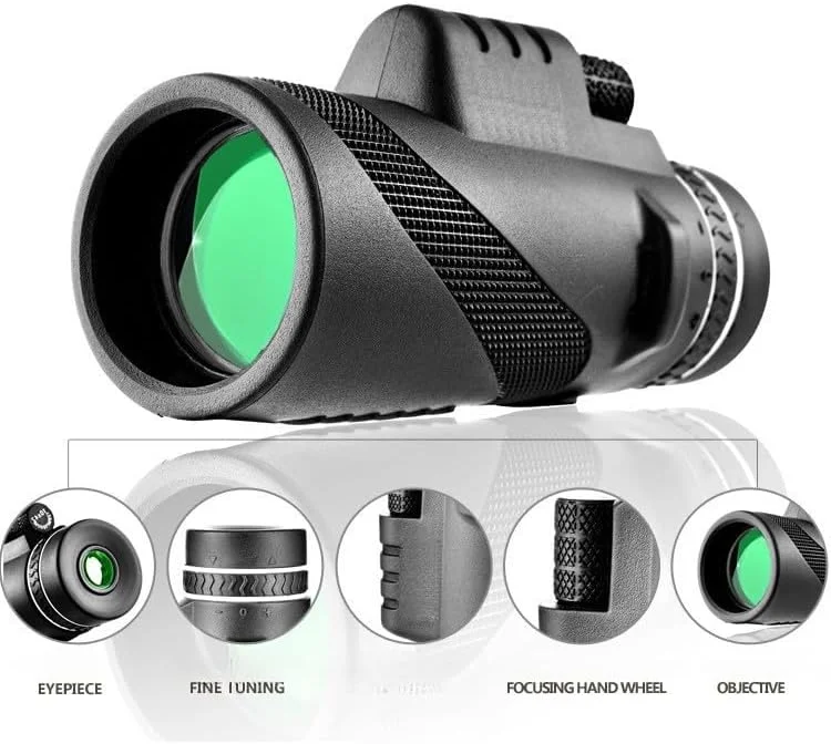تلسکوپ تک چشمی 100x80، تک چشمی سبز پرقدرت برای بزرگسالان، ایده آل برای پیاده روی، شکار، تماشای ستارگان و کاوش در فضای باز تلسکوپ تک چشمی 100x80، تک چشمی سبز پرقدرت برای بزرگسالان، ایده آل برای پیاده روی، شکار، تماشای ستارگان و کاوش در فضای باز