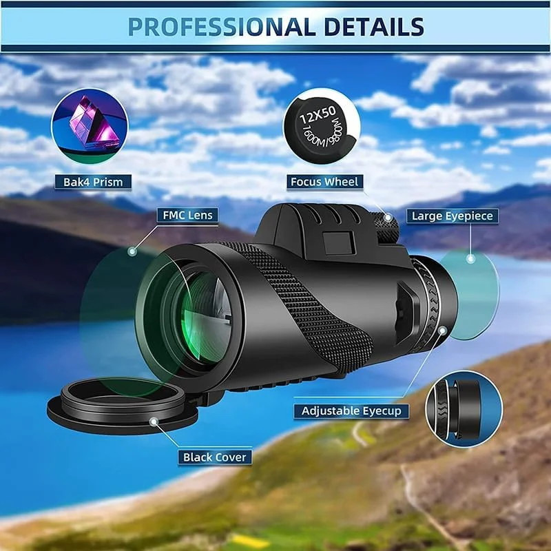 تلسکوپ تک چشمی 100x80، تک چشمی سبز پرقدرت برای بزرگسالان، ایده آل برای پیاده روی، شکار، تماشای ستارگان و کاوش در فضای باز تلسکوپ تک چشمی 100x80، تک چشمی سبز پرقدرت برای بزرگسالان، ایده آل برای پیاده روی، شکار، تماشای ستارگان و کاوش در فضای باز
